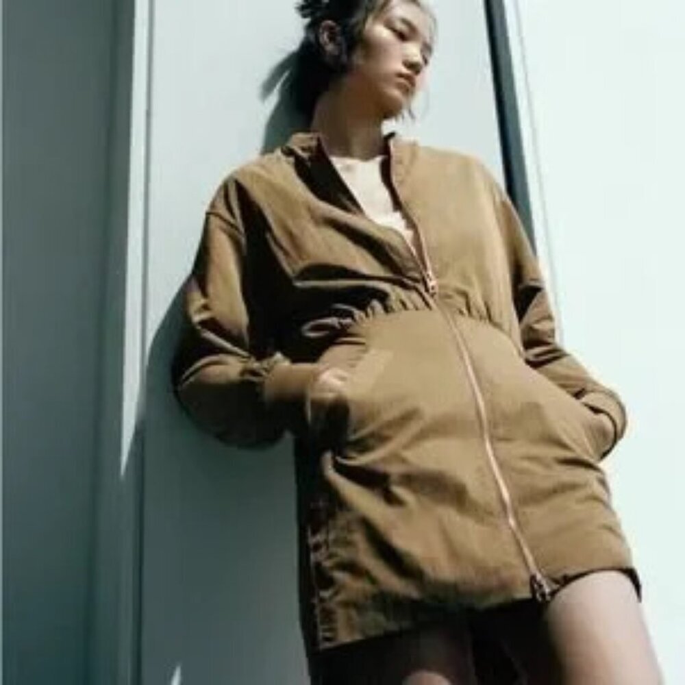 Zara NWT Puff Bomber Full Zip Mini Dress XS MINIMALIST QUIET FLEX MODERN COUTURE - Picture 6 of 17